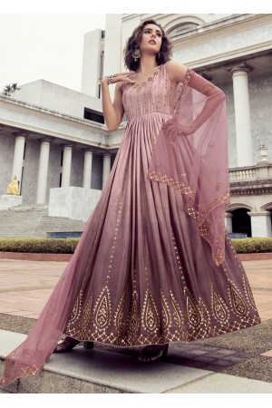 Wine Silk Designer Gown 